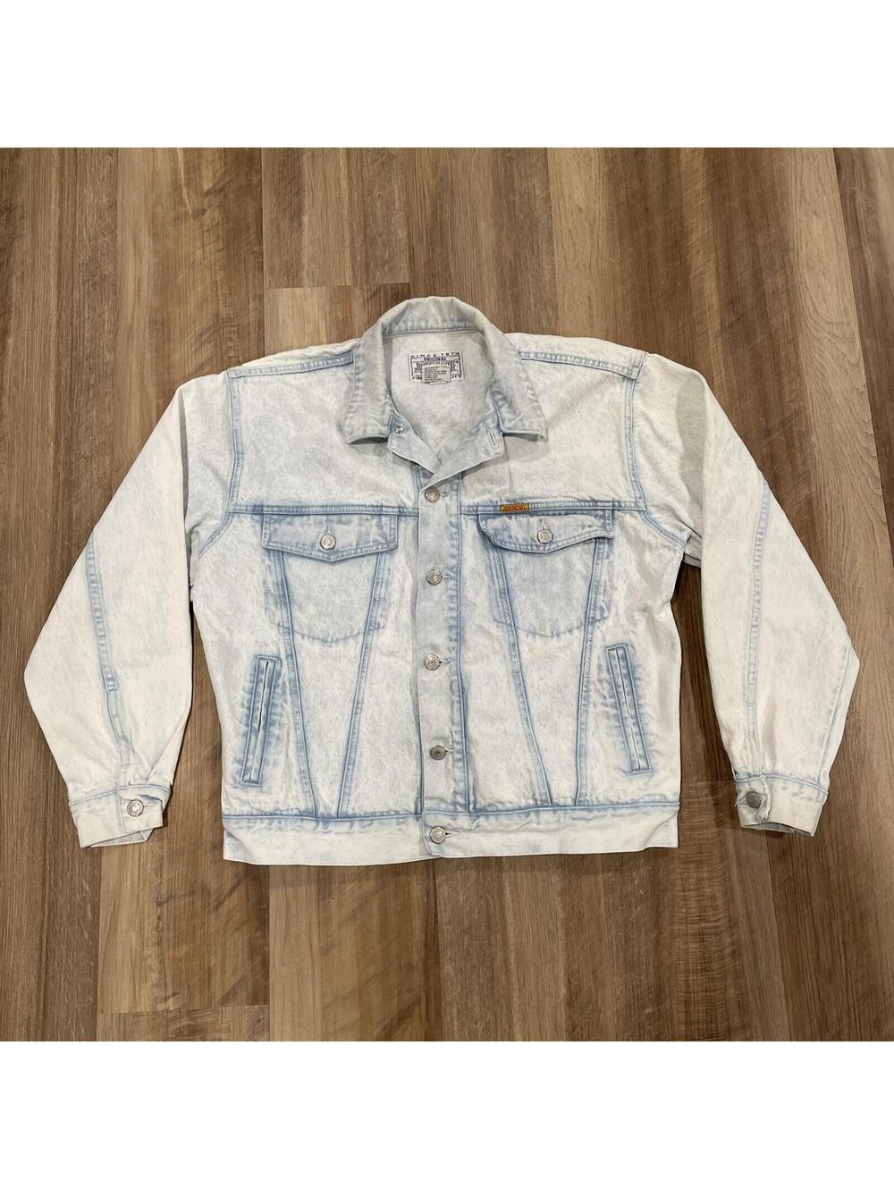 Vintage 80's 90’s Jordache Womens Size L 100% Cotton Denim Acid Wash Jean Jacket